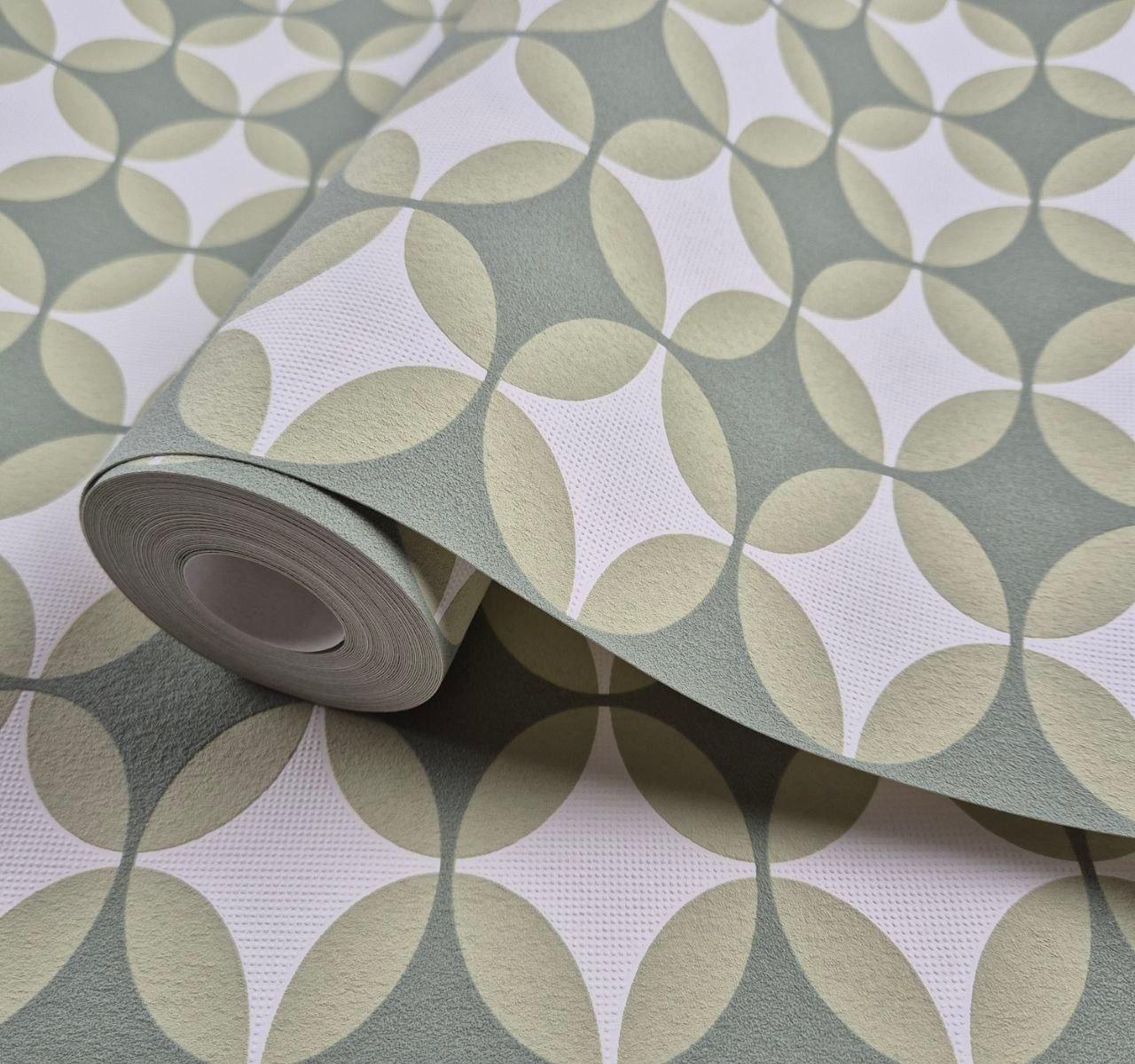 Шпалери вінілові на флізеліні 0.53 × 10.05 м Marburg 6588-20, зелені — для спальні, вітальні, кабінету, фото 1