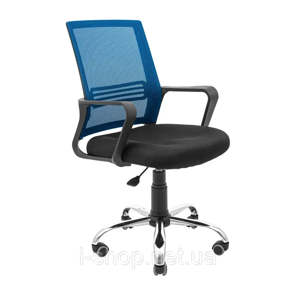 Крісло Richman Джина Хром Піастра Сітка чорна + синя