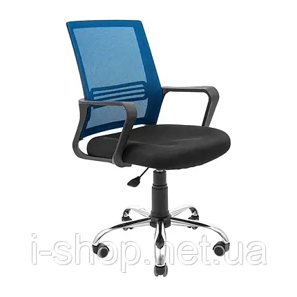 Крісло Richman Джина Хром Піастра Сітка чорна + синя, фото 1