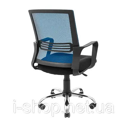 Крісло Richman Джина Хром Піастра Сітка чорна + синя, фото 3