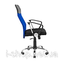 Крісло Richman Ультра Ю Хром M-1 (Tilt) Сітка чорна + синя, фото 3