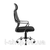 Крісло Richman Профі Хром Піастра Сітка чорна + сіра, фото 3