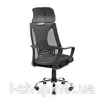 Крісло Richman Профі Хром Піастра Сітка чорна + сіра, фото 4