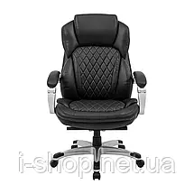 Крісло Richman Преміо Пластик Річ Synchro Шкіра Спліт Чорна, фото 2