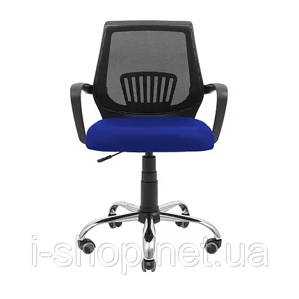 Крісло Richman Стар Хром Піастра Сітка чорна + синя (сидіння), фото 2