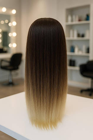 Навчальна голова-манекен зі штучним термо-волоссям "YAX -54-613" color mix + штатив, фото 2