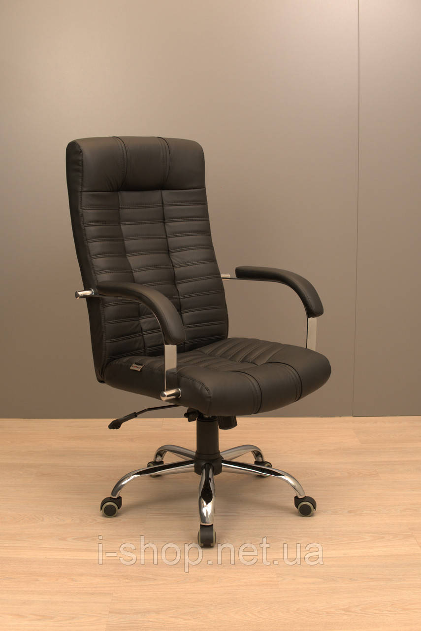 Крісло Richman Атлант Хром П1 M-2 (Anyfix) Шкіра Люкс комбо Чорна