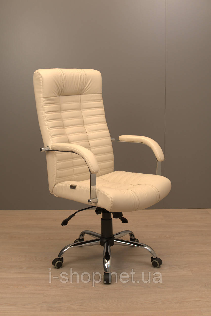 Крісло Richman Атлант Хром П1 M-2 (Anyfix) Шкіра Люкс комбо Панна-котта