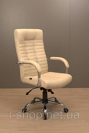 Крісло Richman Атлант Хром П1 M-2 (Anyfix) Шкіра Люкс комбо Панна-котта, фото 1