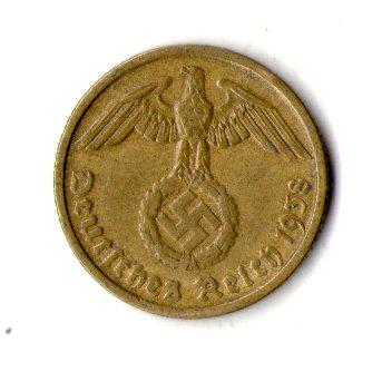 Німеччина - Третій рейх 10 рейхспфенігів, 1938 рік Алюміній-бронза, 4g, ø 21mm №2750, фото 1