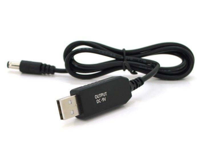 Кабель для роутера 5.5/2.1 mm (M) => USB2.0 (Out: 9V), 1 м, Black, OEM