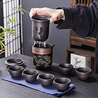 Дорожній чайний набір Lesko CX-2351 Dragon and Phoenix у сумці, 7 предметів, фото 2