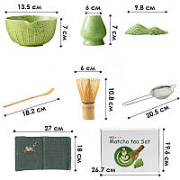 Набір для чаю матча Lesko 3125 Green – японський чайний набір із вінчиком, ситом і чашкою, фото 9