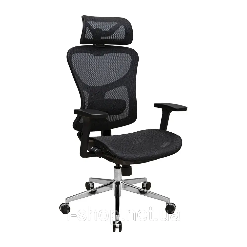 Крісло Richman Ергостар Хром Synchro Сітка Чорна