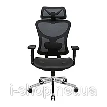 Крісло Richman Ергостар Хром Synchro Сітка Чорна, фото 2