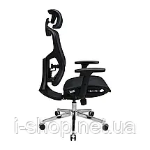 Крісло Richman Ергостар Хром Synchro Сітка Чорна, фото 3