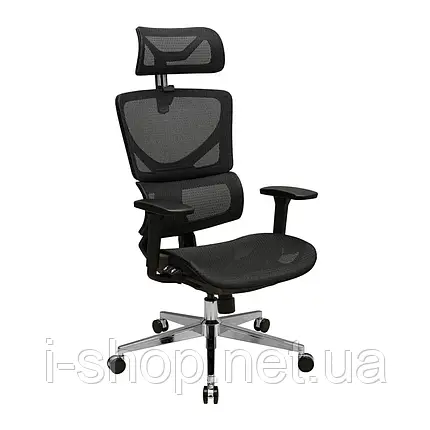 Крісло Richman Ерговік Хром Synchro Сітка Чорна, фото 1