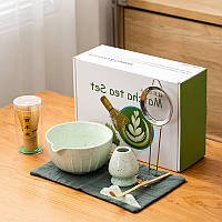 Набір для чаю матча Lesko 3125 Mint Green – японський чайний набір із вінчиком, ситом і чашкою, фото 2