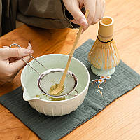 Набір для чаю матча Lesko 3125 Mint Green – японський чайний набір із вінчиком, ситом і чашкою, фото 3