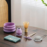 Набір для чаю матча Lesko SD5458 Purple з вінчиком, ситом і чашею — японська чайна церемонія, фото 2