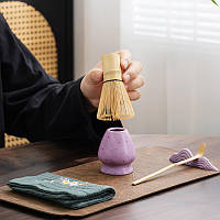 Набір для чаю матча Lesko SD5458 Purple з вінчиком, ситом і чашею — японська чайна церемонія, фото 3