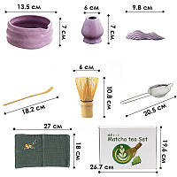 Набір для чаю матча Lesko SD5458 Purple з вінчиком, ситом і чашею — японська чайна церемонія, фото 8