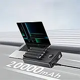 Портативний зарядний пристрій на 20000 мАг з вбудованим кабелем, 3 виходні порти, 2 вхідні порти, фото 3
