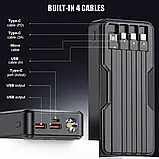 Портативний зарядний пристрій на 20000 мАг з вбудованим кабелем, 3 виходні порти, 2 вхідні порти, фото 4