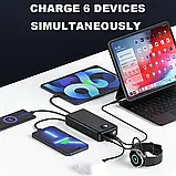 Портативний зарядний пристрій на 20000 мАг з вбудованим кабелем, 3 виходні порти, 2 вхідні порти, фото 9