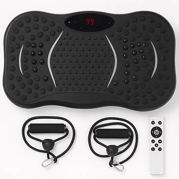 Вібраційна платформа з 2 еспандерами та пультом, до 150кг / Віброплатформа для вправ / Фітнес платформа