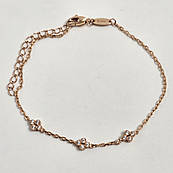 Браслет золотий жіночий з підвісками і білими фіанітами 16 см 1.81