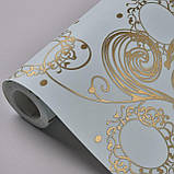 Шпалери вінілові на флізеліні 0.53 × 10.05 м Marburg 54154, блакитно-золоті — для спальні, вітальні, кабінету, фото 2