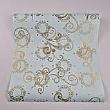 Шпалери вінілові на флізеліні 0.53 × 10.05 м Marburg 54154, блакитно-золоті — для спальні, вітальні, кабінету, фото 4