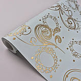 Шпалери вінілові на флізеліні 0.53 × 10.05 м Marburg 54154, блакитно-золоті — для спальні, вітальні, кабінету, фото 3