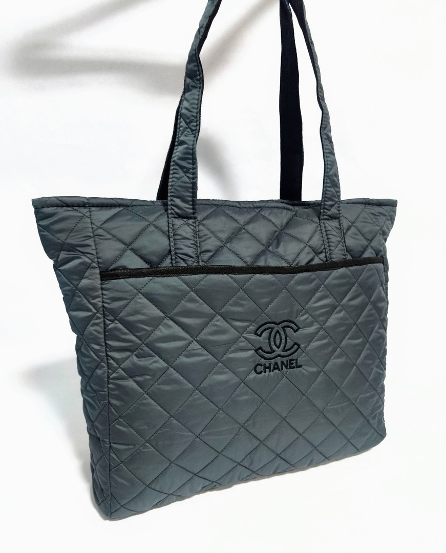 Містка стьобана сумка-шопер 46*33см темно-сіра (5-0258), фото 1