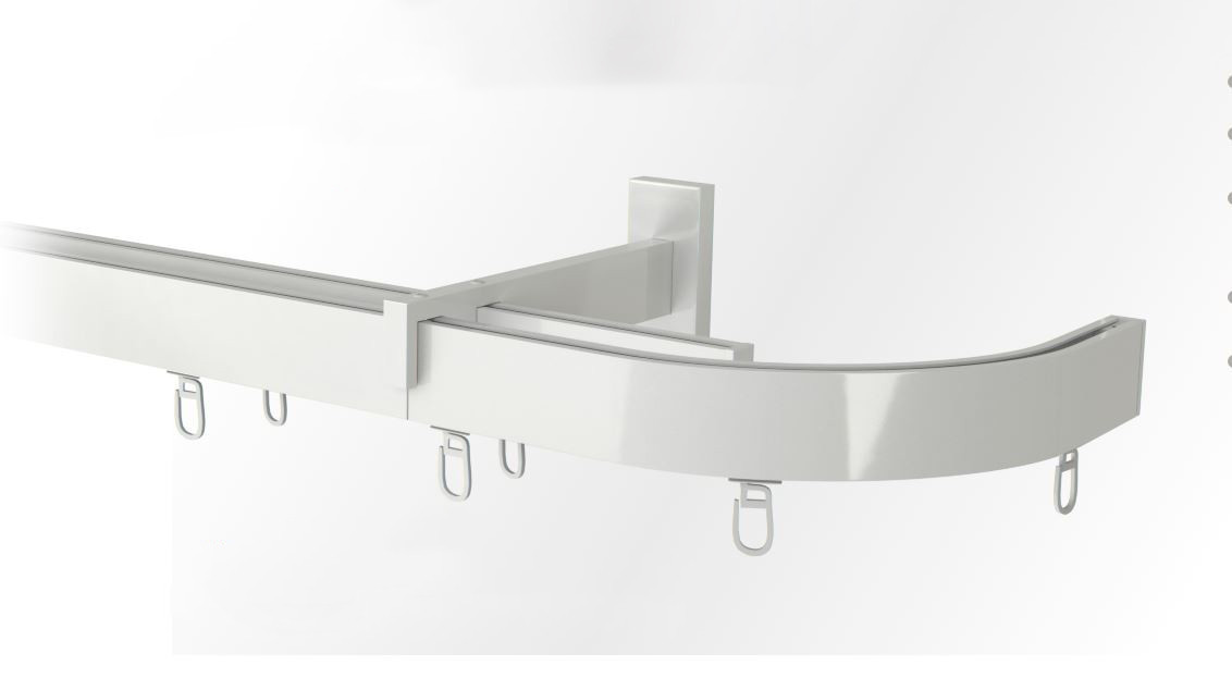 Карниз (штора+тюль) вигином подвійний настінний Скарлайн Сталь