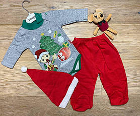 Новорічний костюм (боді, штани, шапка) для новонароджених 3/12 міс.; Гурт
