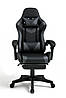 Крісло комп'ютерне (геймерське) з підставкою для ніг Homart GC-222 чорний з сірим (9931), фото 2