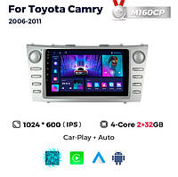 Штатна магнітола Toyota Camry 6 (XV40) (2006-2011) M160 (2/32 Гб), HD (1024x600) GPS CarPlay