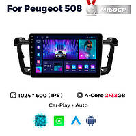 Штатна магнітола Peugeot 508 (2011-2018) M160 (2/32 Гб), HD (1024x600) GPS CarPlay