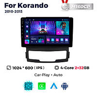 Штатна магнітола SsangYong Korando 3 (2010-2013) M160 (2/32 Гб), HD (1024x600) GPS CarPlay