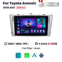 Штатна магнітола Toyota Avensis (T25) (2003-2009) M160 (2/32 Гб), HD (1024x600) GPS CarPlay