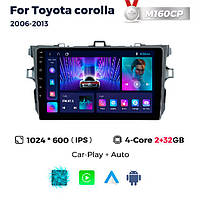 Штатна магнітола Toyota Corolla (E14/E15) (2006-2013) M160 (2/32 Гб), HD (1024x600) GPS CarPlay