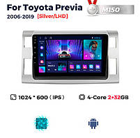 Штатна магнітола Toyota Previa 3 (Estima, Tarago) (XR50) (2006-2012) M150 (2/32 Гб), HD (1024x600) GPS