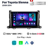 Штатна магнітола Toyota Sienna 3 (XL20) (2009-2014) M160 (2/32 Гб), HD (1024x600) GPS CarPlay