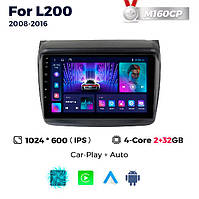 Штатна магнітола Mitsubishi L200 4, Pajero Sport 2 (2008-2016) M160 (2/32 Гб), HD (1024x600) GPS CarPlay