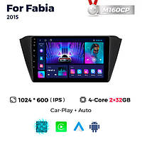 Штатна магнітола Skoda Fabia 3 (NJ) (2015-2019) M160 (2/32 Гб), HD (1024x600) GPS CarPlay