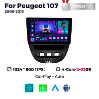 Штатна магнітола Peugeot 107, Toyota Aygo, Citroen C1 (2005-2014) M150 (2/32 Гб), HD (1280x720) QLED, GPS