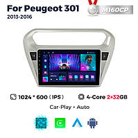 Штатна магнітола Peugeot 301 (2012-2016) M160 (2/32 Гб), HD (1024x600) GPS CarPlay