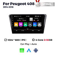 Штатна магнітола Peugeot 408 (2014-2018) M150 (2/32 Гб), HD (1024x600) GPS